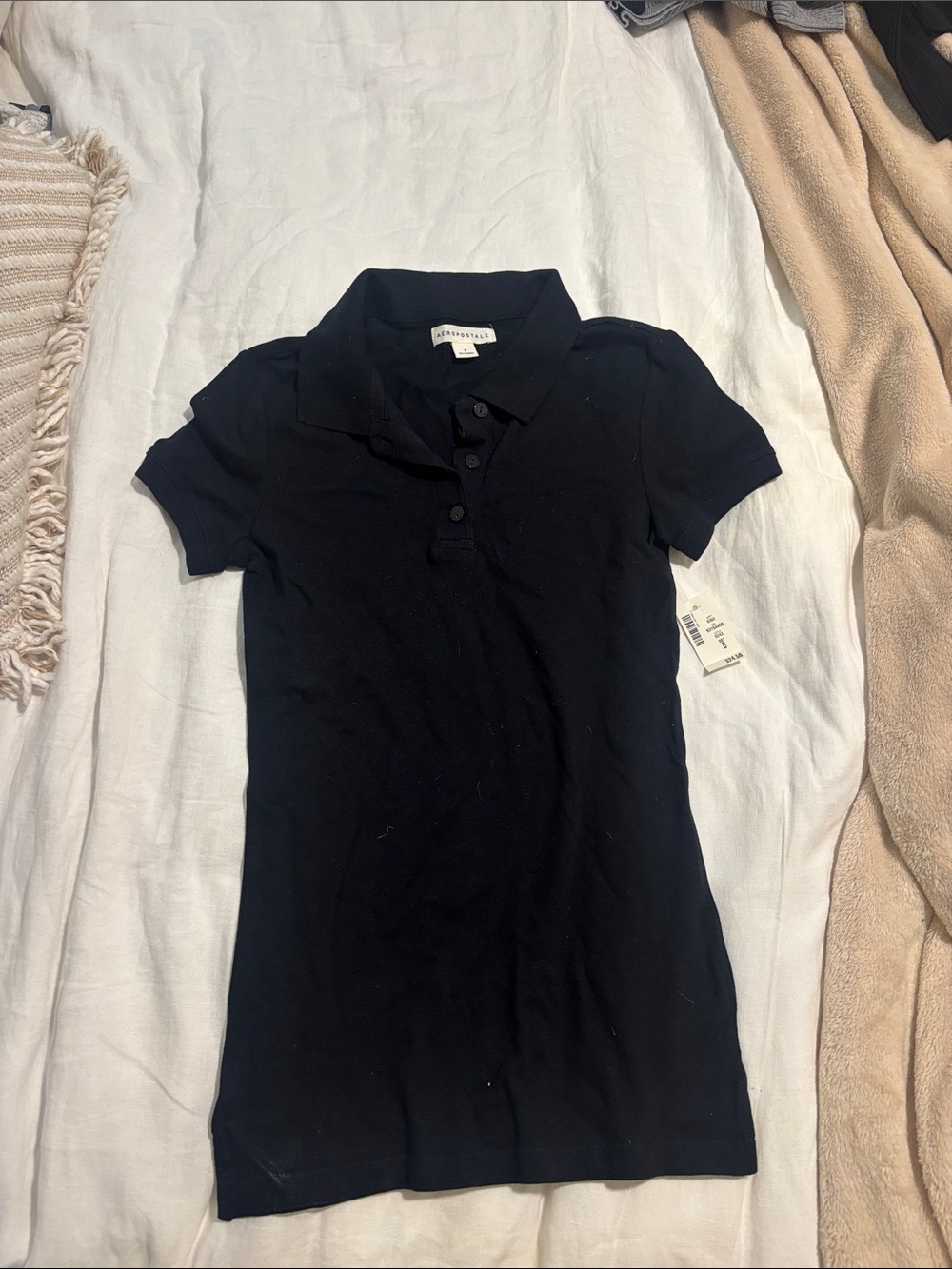 LOFT Black Short-Sleeve Polo Tee small